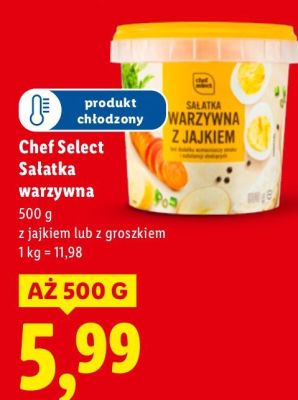 Sałatka Chef Select warzywna z jajkiem lub z groszkiem 500g promocja w Lidl