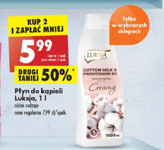 Płyn do kąpieli cotton milk & provitamin b5 Luksja creamy promocja
