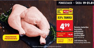 Świeża ćwiartka kurczaka pakowana próżniowo Kraina Miles promocja w Biedronka