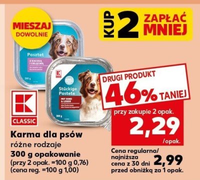 Karma dla psów K Classic różne rodzaje 300 g opakowanie promocja w Kaufland