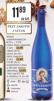 Wino Liebfraumilch 0.75L 9.5% promocja w Dino