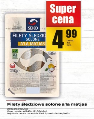 Filety śledziowe solone a'la matjas promocja w Supeco