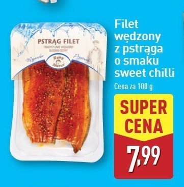 Pstrąg wędzony filet o smaku chili Ryby z mazur promocja w Aldi