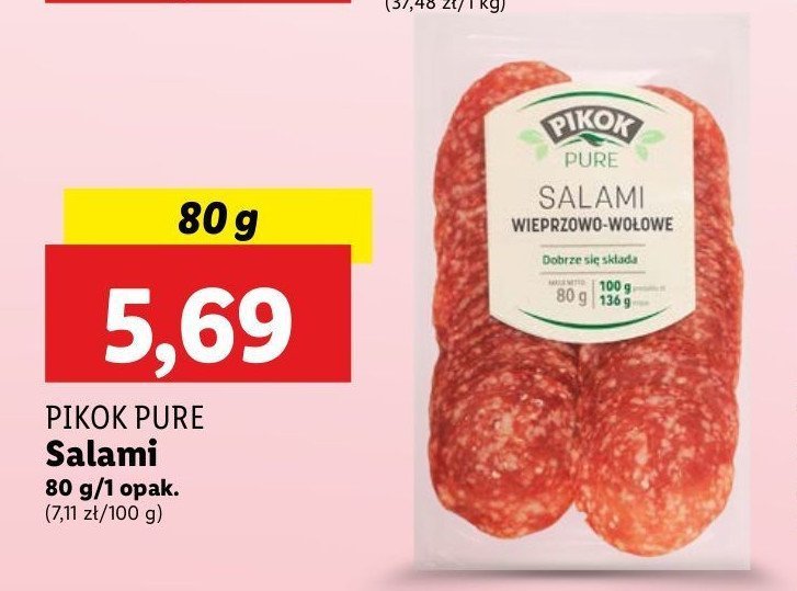 Salami wieprzowo-wołowe Pikok pure promocja