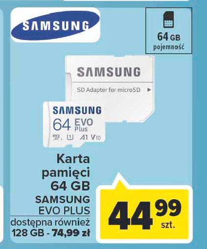 Karta pamięci microsdxc evo+ 128gb + adapter sd Samsung promocja