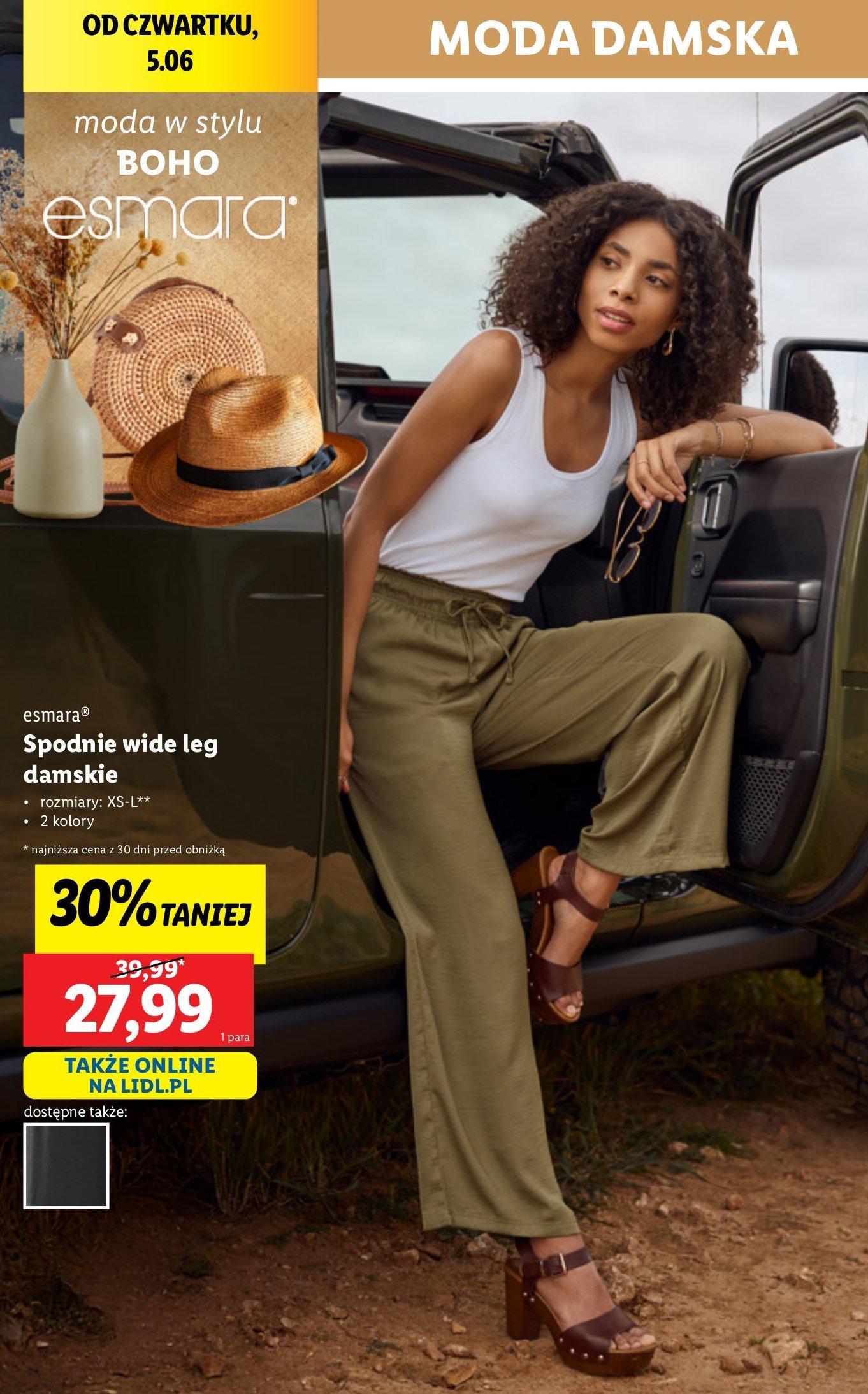 Spodnie damskie wide leg xs-l Esmara promocja w Lidl