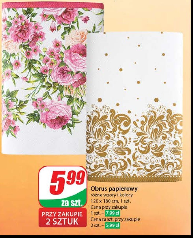 Obrus papierowy 120 x 180 cm promocja