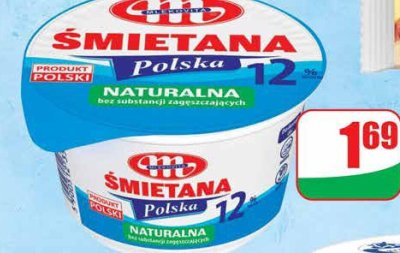 Śmietana 12% polska Mlekovita promocja w Dino