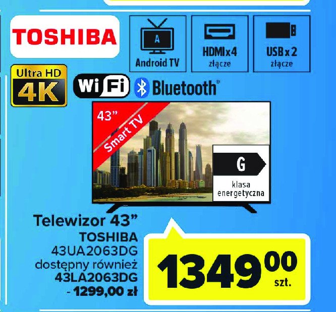 Telewizor led 43'' 43la2063dg Toshiba promocja