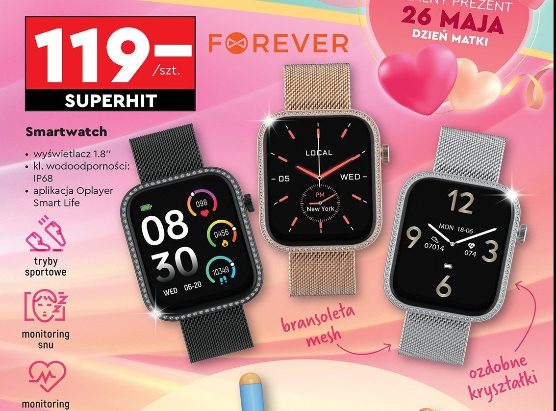 Smartwatch Forever promocja w Biedronka