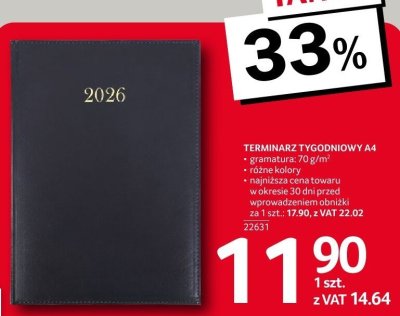 Terminarz tygodniowy A4 promocja w Selgros