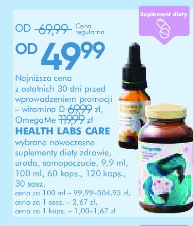 Suplementy diety HEALTH LABS CARE OMEGAME promocja w Super-Pharm