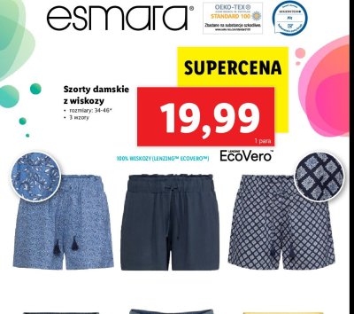 Szorty damskie z wiskozy 34-46 Esmara promocja