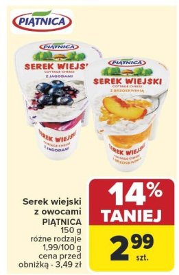 Serek wiejski z owocami PIĄTNICA 150 g promocja w Carrefour