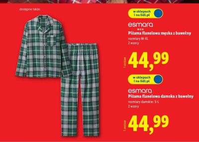 Piżama flanelowa męska Esmara z bawełny promocja w Lidl
