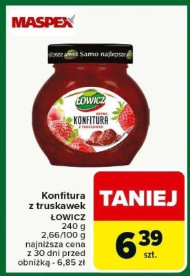 Konfitura z truskawek ŁOWICZ promocja w Carrefour Market