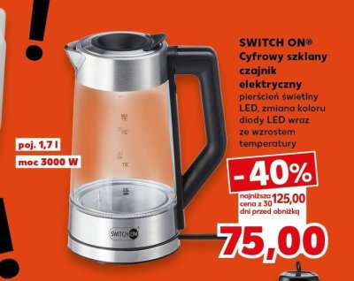 Cyfrowy szklany czajnik elektryczny pierścień świetlny LED, zmiana koloru diody LED wraz ze wzrostem temperatury promocja w Kaufland