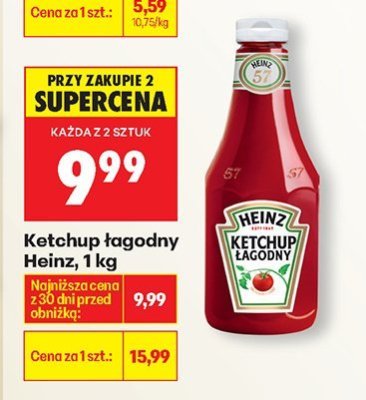 Ketchup łagodny Heinz, 1 kg promocja w Biedronka