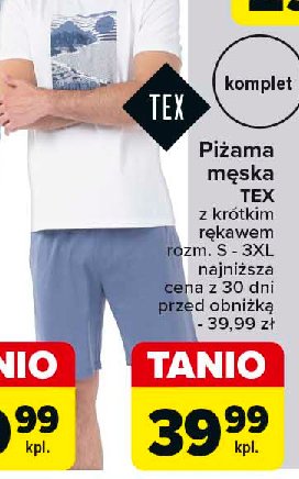 Piżama męska z krótkim rękawem s-3xl Tex promocja