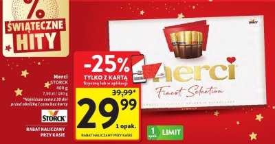 Czekolada Merci Storck Finest Selection, 400 g, 7,50 zł / 100 g promocja w Intermarche