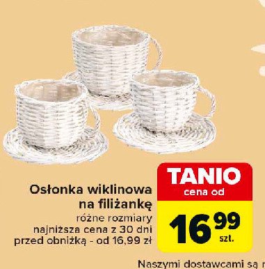 Osłonka wiklinowa na filiżankę promocja w Carrefour