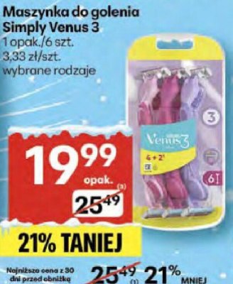 Maszynka do golenia Simply Venus 3 wybrane rodzaje promocja w Delikatesy Centrum