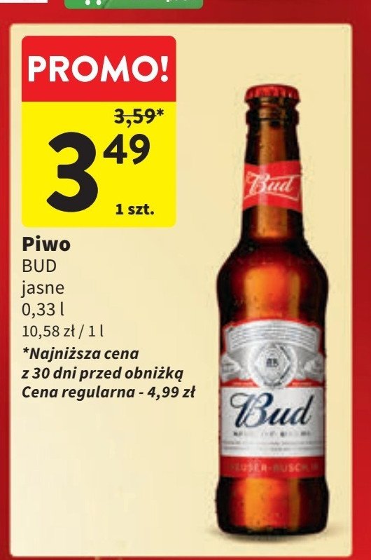 Piwo BUDWEISER BUD BLOND promocja w Intermarche