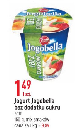 Jogurt jabłko-gruszka bez dodatku cukrów Zott jogobella promocja
