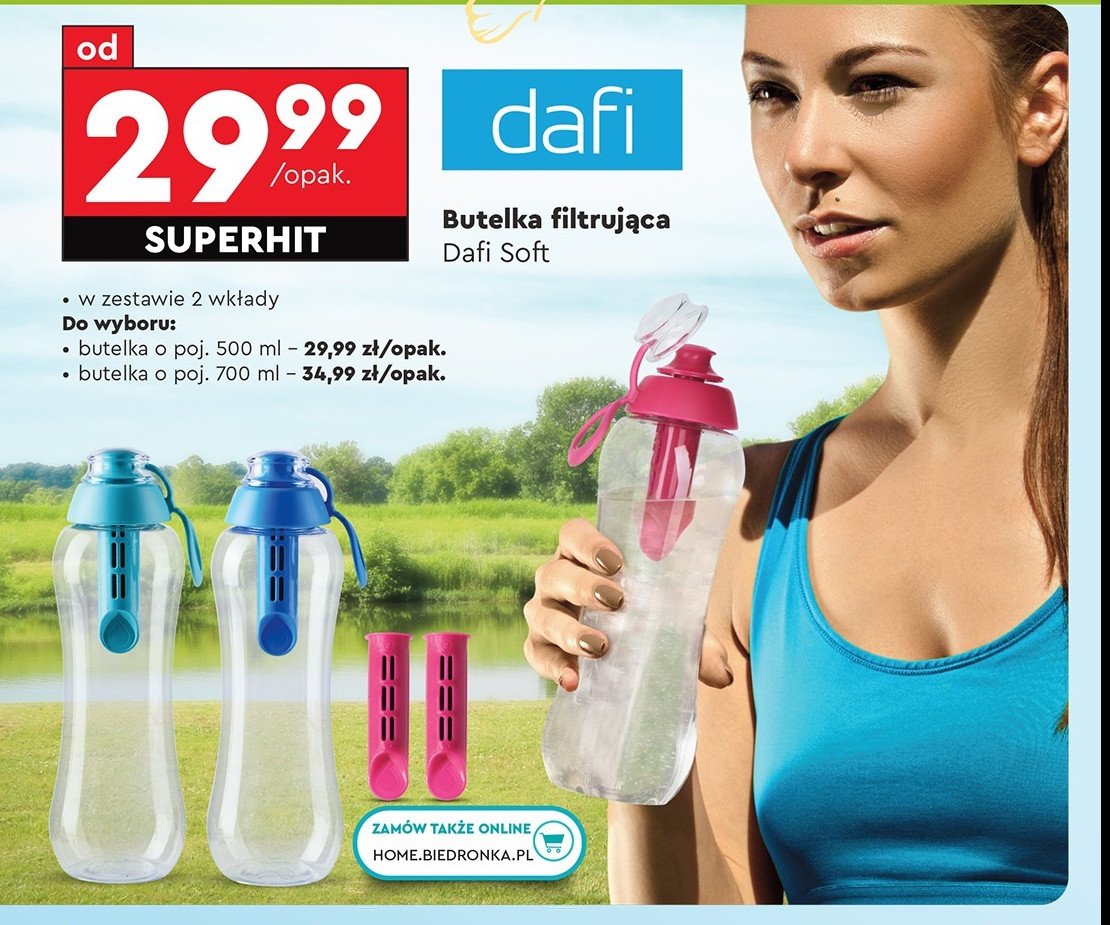 Butelka soft 700 ml + 2 filtry Dafi promocja w Biedronka