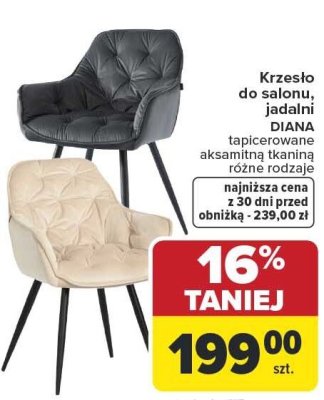 Krzesło do salonu, jadalni DIANA tapicerowane aksamitną tkaniną różne rodzaje promocja w Carrefour