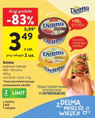 Margaryna Delma wybrane rodzaje 450 g + 50 extra promocja w Intermarche