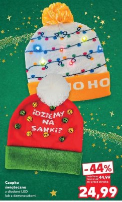 Czapka świąteczna z diodami LED lub uszami ze światełkami promocja w Kaufland