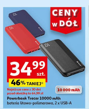 Power bank f831 10000 mah czarno-szary Tracer promocja