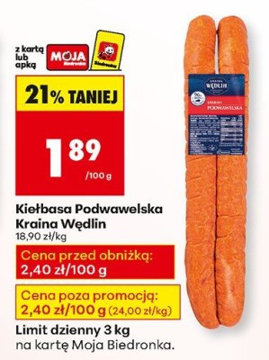 Kiełbasa Podwawelska Kraina Wędlin promocja w Biedronka