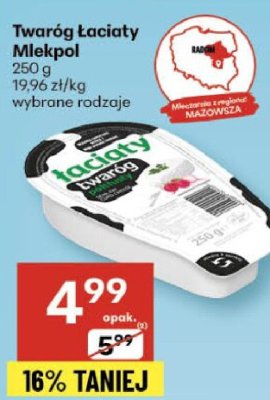 Twaróg Łaciate Mlekpol promocja w Delikatesy Centrum