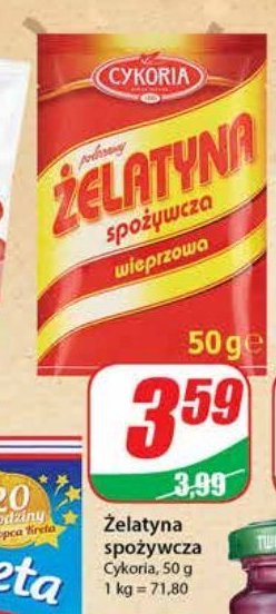 呕elatyna spo偶ywcza zwyk艂a wieprzowa Cykoria promocja