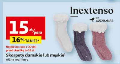 Skarpety damskie lub męskie Inextenso promocja w Auchan
