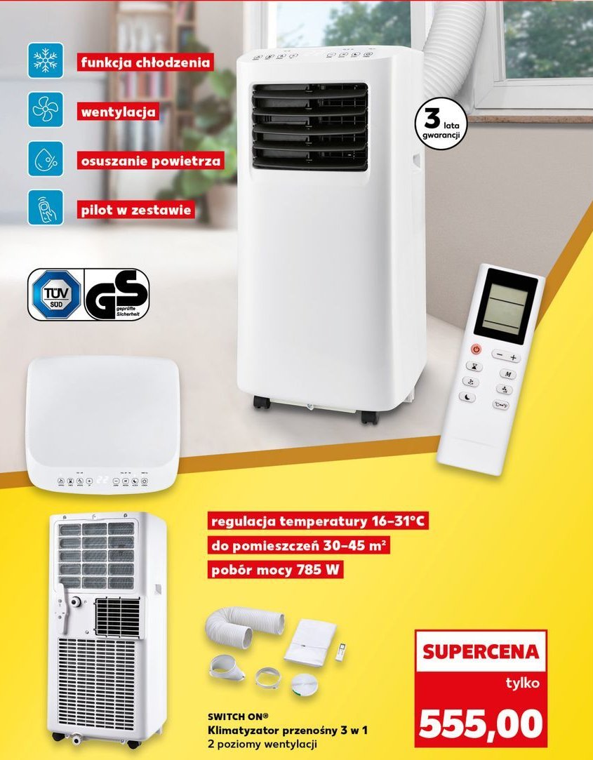 Klimatyzator przenośny 3w1 Switch on promocja w Kaufland