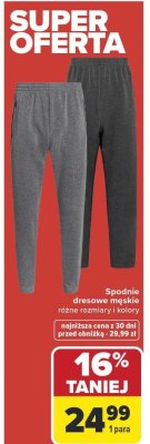 Spodnie dresowe męskie różne rozmiary i kolory najniższa cena z 30 dni przed obniżką - 29,99 zł promocja w Carrefour