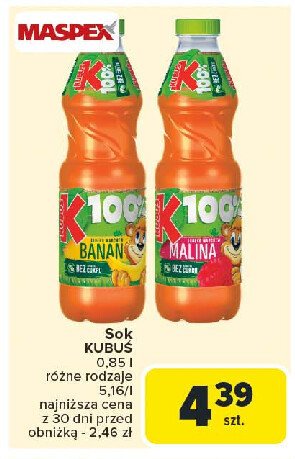 Sok jabłko-marchew-malina Kubuś 100% sok promocja w Carrefour