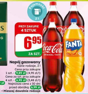 Napój gazowany Coca-Cola Original Taste / Fanta promocja w Dino