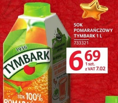 Sok pomarańczowy Tymbark 1L promocja w Selgros