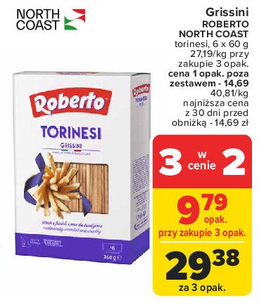 Paluszki grissini klasyczne ROBERTO promocja w Carrefour Market