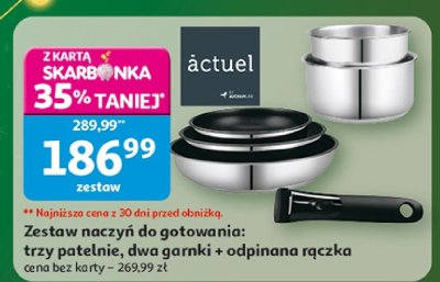 Zestaw naczyń do gotowania: trzy patelnie, dwa garnki + odpinana rączka promocja w Auchan