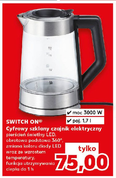 Czajnik 1.7 l 3000w Switch on promocja w Kaufland