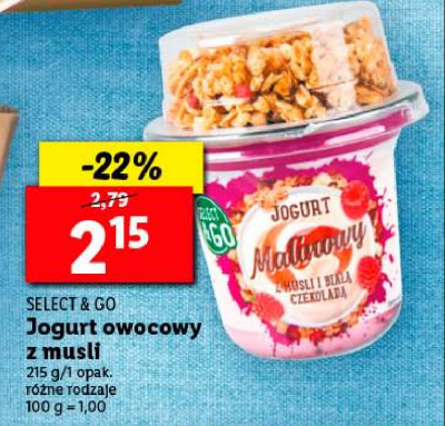 Jogurt malinowy z granol膮 Select & go promocja