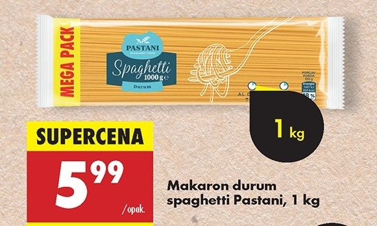 Makaron spaghetti Pastani promocja w Biedronka