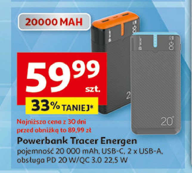 Powerbank energen 20000 mah Tracer promocja w Auchan