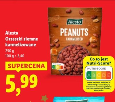 Orzechy ziemne karmelizowane Alesto promocja w Lidl
