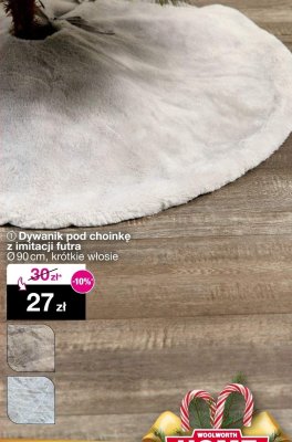 Dywanik pod choinkę imitacji futra, Ø90 cm, krótkie włosie promocja w Woolworth